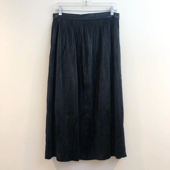 Rodebjer Black Faux Vegan Leather Pleated Designer Classic Midi Skirt Small - Picture 7 of 10